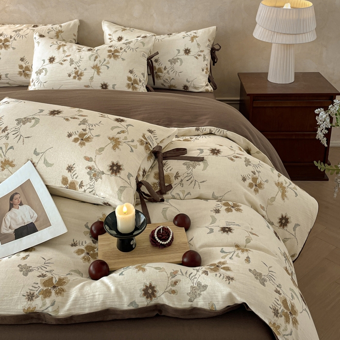 91家纺网 家纺一手货源 找家纺 禾时 2026新款棉麻印花工艺款四件套 布兰达