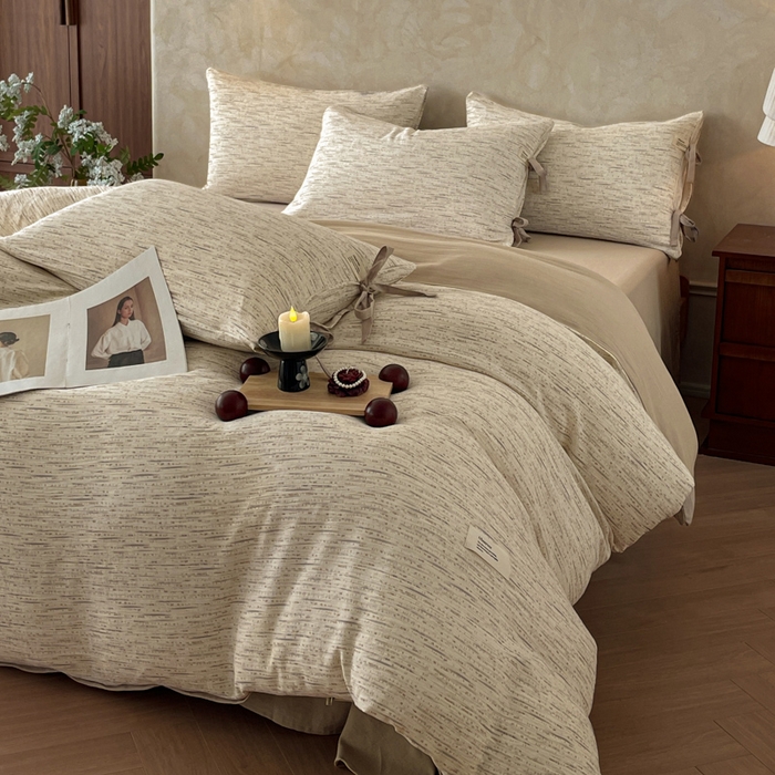 91家纺网 家纺一手货源 找家纺 禾时 2026新款棉麻印花工艺款四件套 汉尼