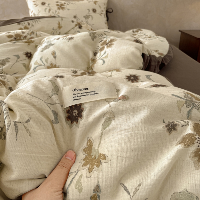 91家纺网 家纺一手货源 找家纺 禾时 2026新款棉麻印花工艺款四件套 布兰达