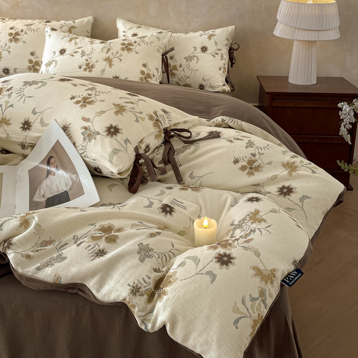 91家纺网 家纺一手货源 找家纺 禾时 2026新款棉麻印花工艺款四件套 布兰达