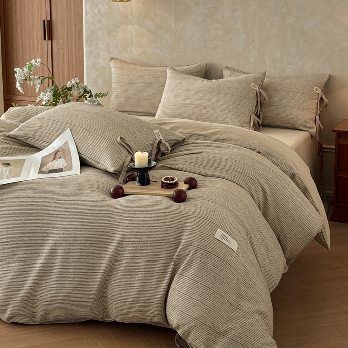 91家纺网 家纺一手货源 找家纺 禾时 2026新款棉麻印花工艺款四件套 菲丽斯