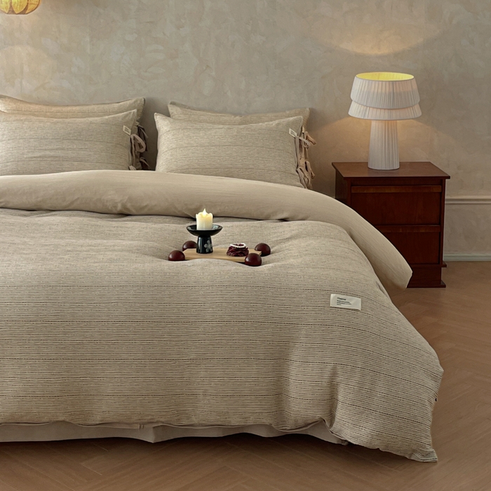 91家纺网 家纺一手货源 找家纺 禾时 2026新款棉麻印花工艺款四件套 菲丽斯