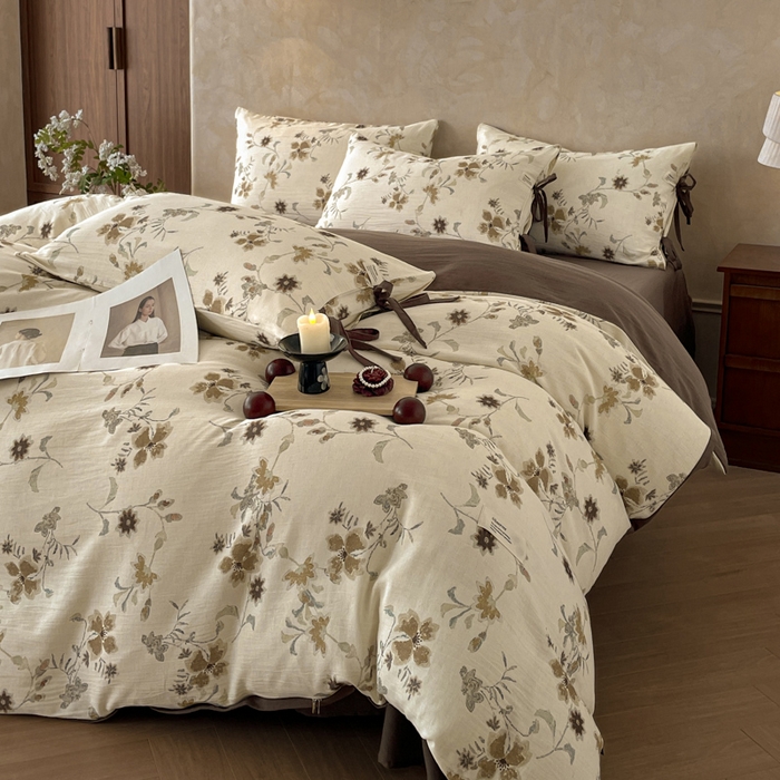 91家纺网 家纺一手货源 找家纺 禾时 2026新款棉麻印花工艺款四件套 布兰达