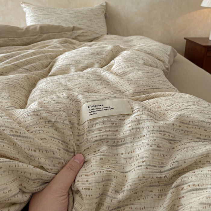 91家纺网 家纺一手货源 找家纺 禾时 2026新款棉麻印花工艺款四件套 汉尼