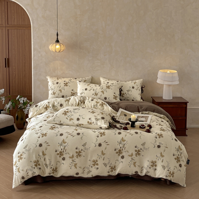 91家纺网 家纺一手货源 找家纺 禾时 2026新款棉麻印花工艺款四件套 布兰达