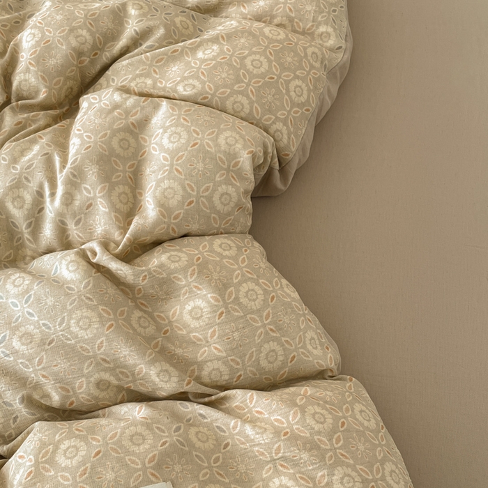 91家纺网 家纺一手货源 找家纺 禾时 2026新款棉麻印花工艺款四件套 卡丽奥