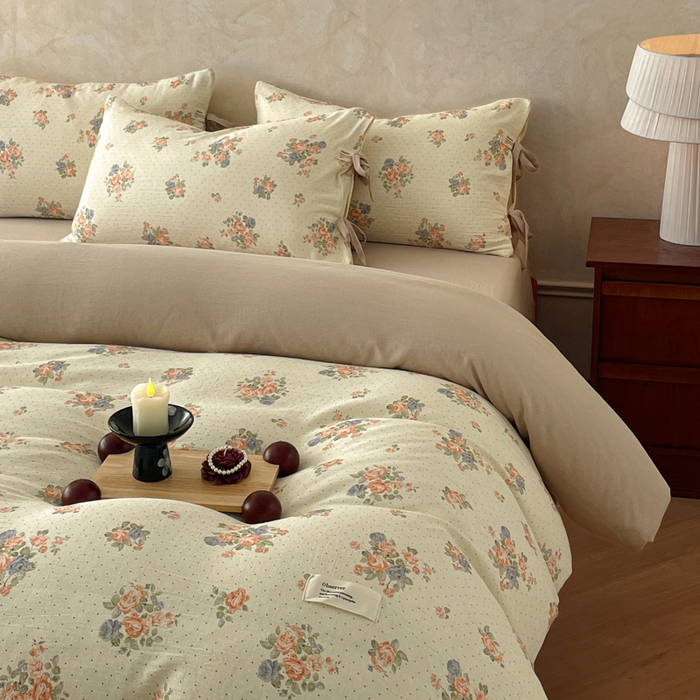 91家纺网 家纺一手货源 找家纺 禾时 2026新款棉麻印花工艺款四件套 拉迪