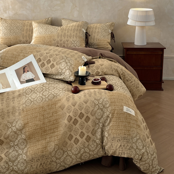 91家纺网 家纺一手货源 找家纺 禾时 2026新款棉麻印花工艺款四件套 凯斯