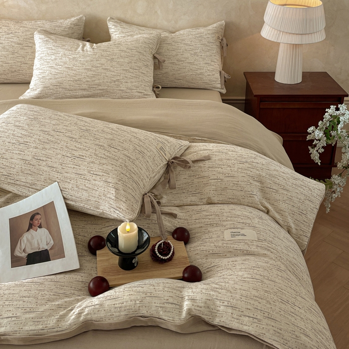 91家纺网 家纺一手货源 找家纺 禾时 2026新款棉麻印花工艺款四件套 汉尼