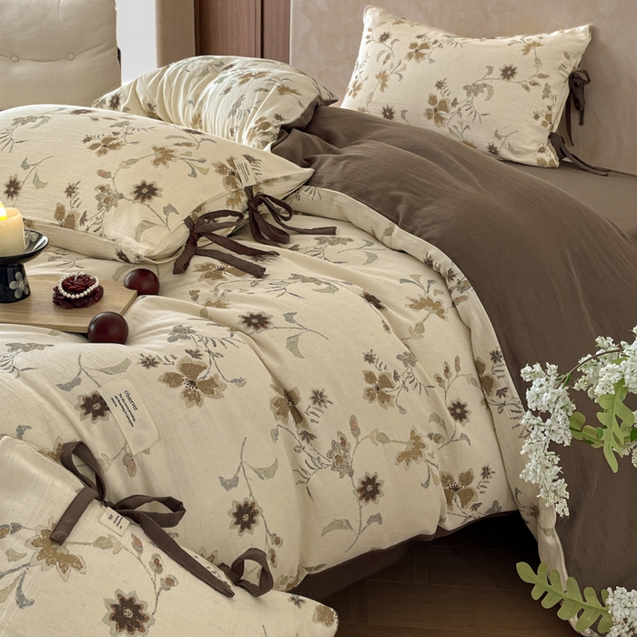 91家纺网 家纺一手货源 找家纺 禾时 2026新款棉麻印花工艺款四件套 布兰达