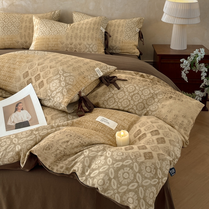 91家纺网 家纺一手货源 找家纺 禾时 2026新款棉麻印花工艺款四件套 凯斯