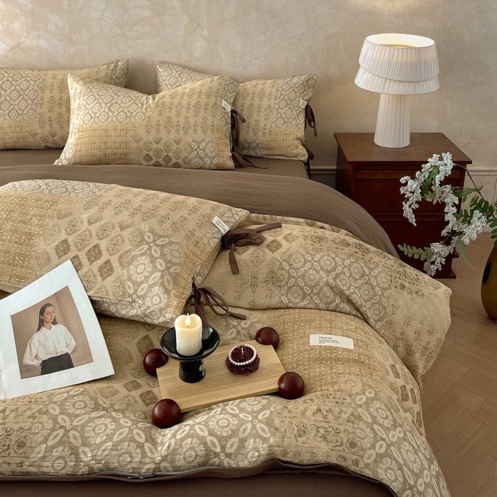 91家纺网 家纺一手货源 找家纺 禾时 2026新款棉麻印花工艺款四件套 凯斯