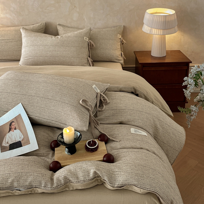 91家纺网 家纺一手货源 找家纺 禾时 2026新款棉麻印花工艺款四件套 菲丽斯