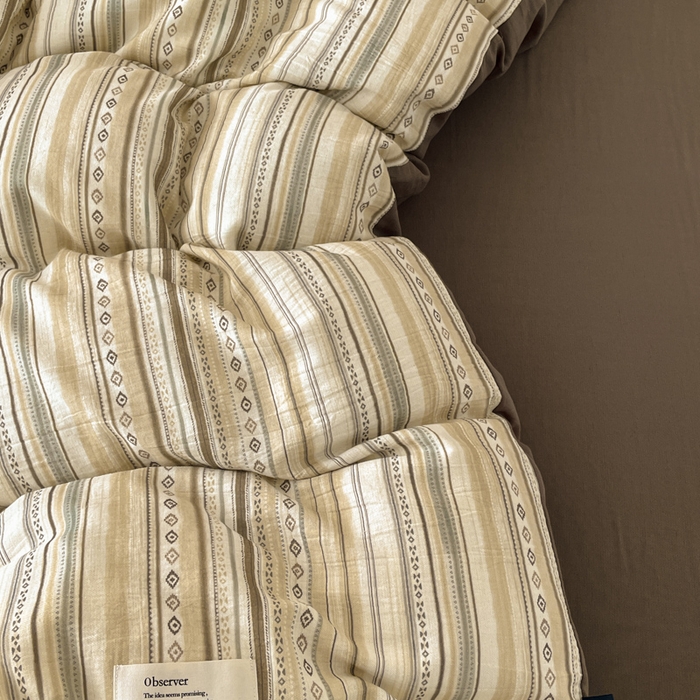 91家纺网 家纺一手货源 找家纺 禾时 2026新款棉麻印花工艺款四件套 娜奥米