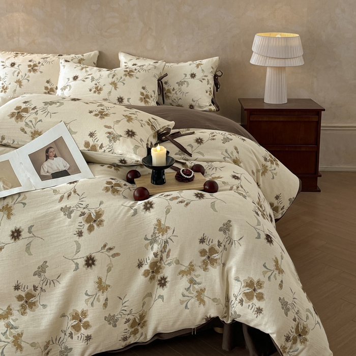 91家纺网 家纺一手货源 找家纺 禾时 2026新款棉麻印花工艺款四件套 布兰达