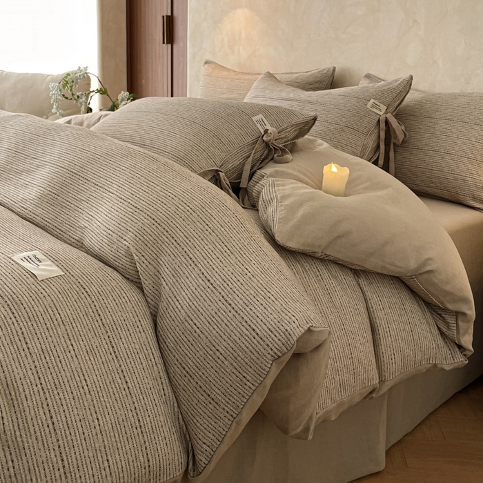 91家纺网 家纺一手货源 找家纺 禾时 2026新款棉麻印花工艺款四件套 菲丽斯