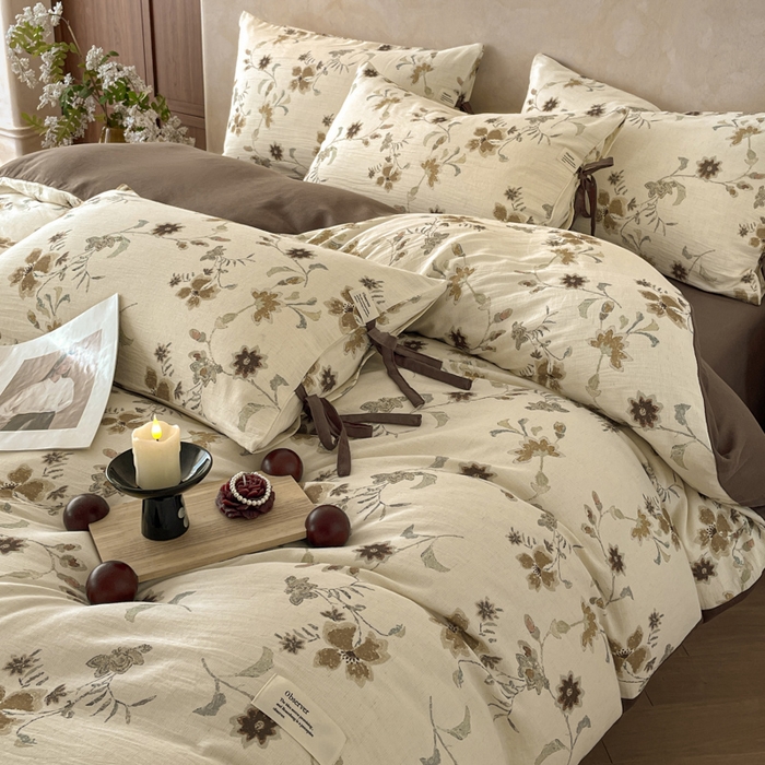 91家纺网 家纺一手货源 找家纺 禾时 2026新款棉麻印花工艺款四件套 布兰达