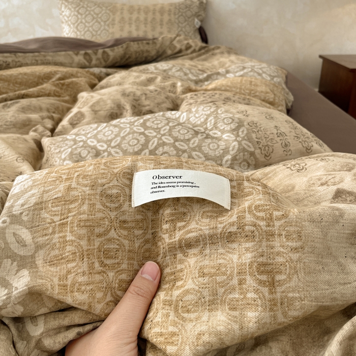 91家纺网 家纺一手货源 找家纺 禾时 2026新款棉麻印花工艺款四件套 凯斯