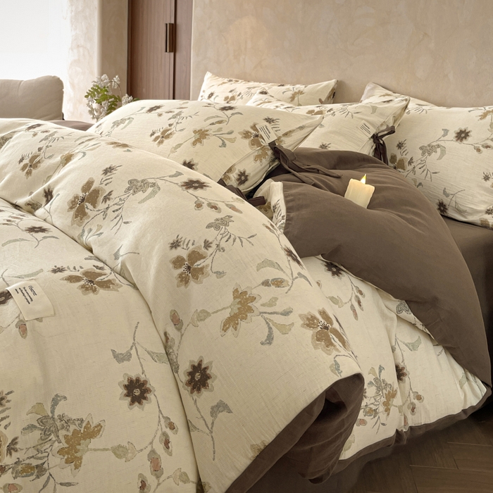 91家纺网 家纺一手货源 找家纺 禾时 2026新款棉麻印花工艺款四件套 布兰达