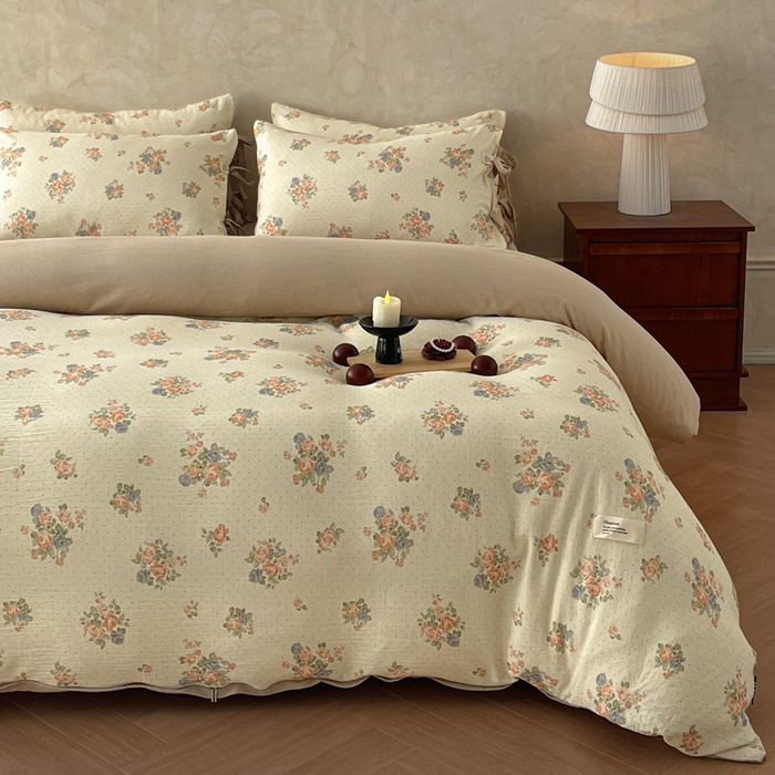 91家纺网 家纺一手货源 找家纺 禾时 2026新款棉麻印花工艺款四件套 拉迪