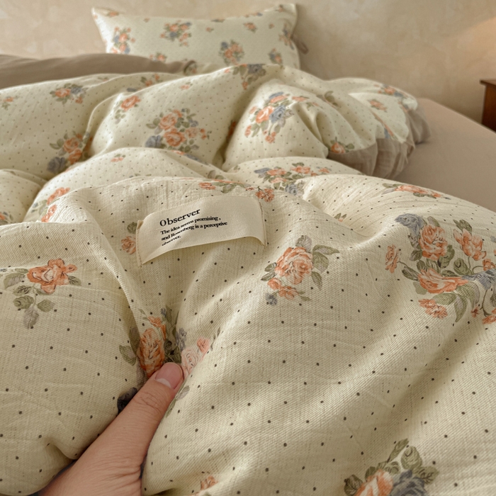 91家纺网 家纺一手货源 找家纺 禾时 2026新款棉麻印花工艺款四件套 拉迪