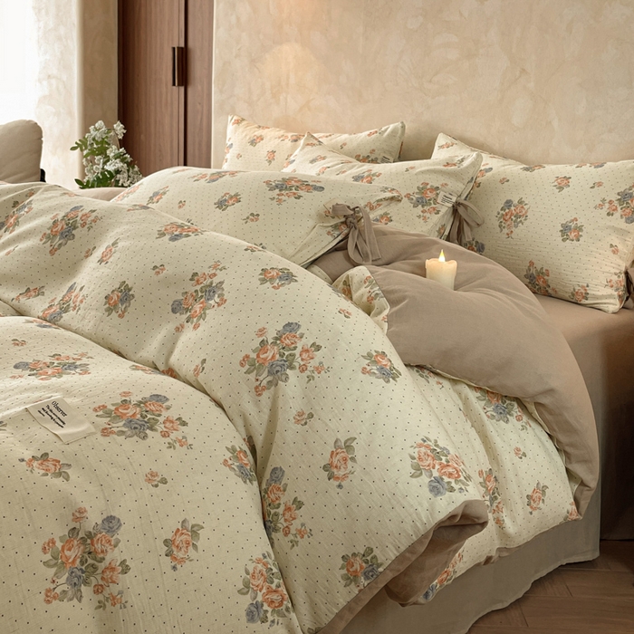 91家纺网 家纺一手货源 找家纺 禾时 2026新款棉麻印花工艺款四件套 拉迪