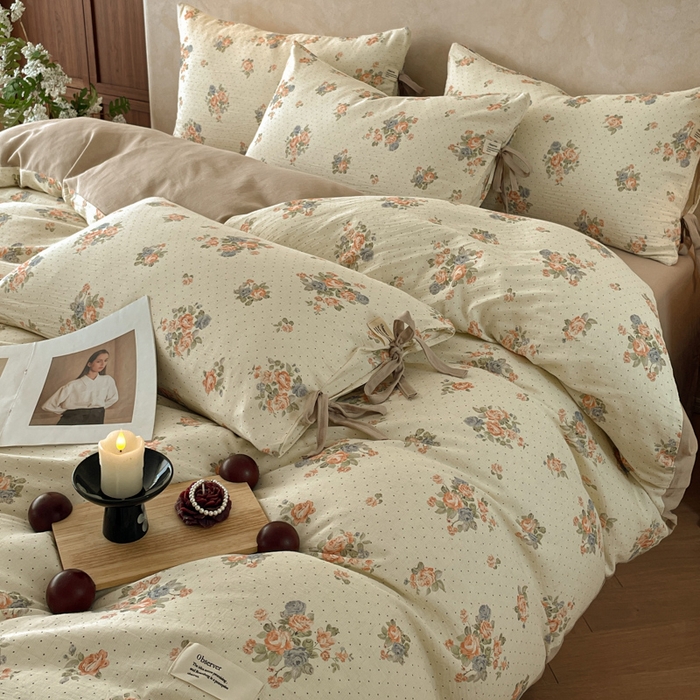 91家纺网 家纺一手货源 找家纺 禾时 2026新款棉麻印花工艺款四件套 拉迪