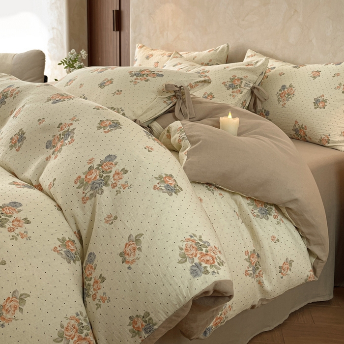 91家纺网 家纺一手货源 找家纺 禾时 2026新款棉麻印花工艺款四件套 拉迪