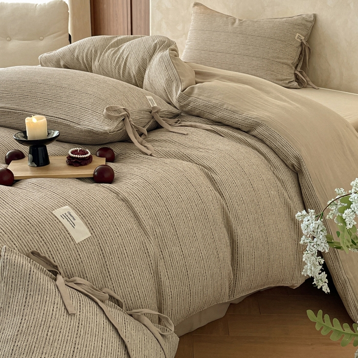 91家纺网 家纺一手货源 找家纺 禾时 2026新款棉麻印花工艺款四件套 菲丽斯