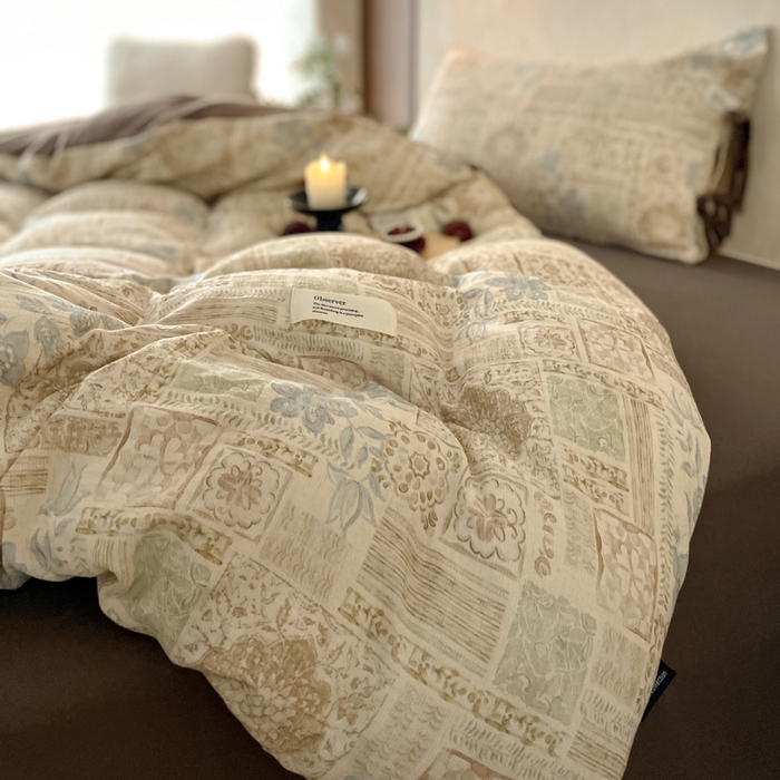 禾时 2026新款棉麻印花工艺款四件套 贝伦