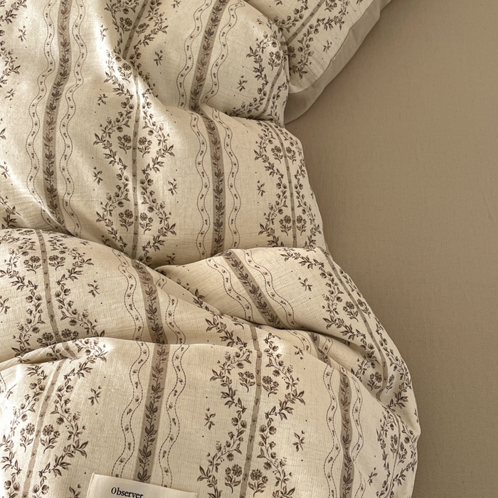 91家纺网 家纺一手货源 找家纺 禾时 2026新款棉麻印花工艺款四件套 万妮娅