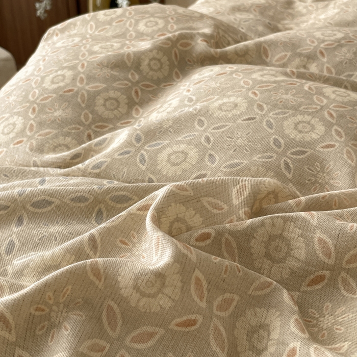 91家纺网 家纺一手货源 找家纺 禾时 2026新款棉麻印花工艺款四件套 卡丽奥