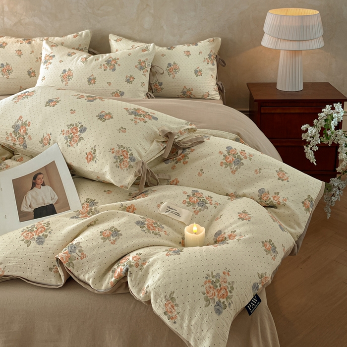 91家纺网 家纺一手货源 找家纺 禾时 2026新款棉麻印花工艺款四件套 拉迪