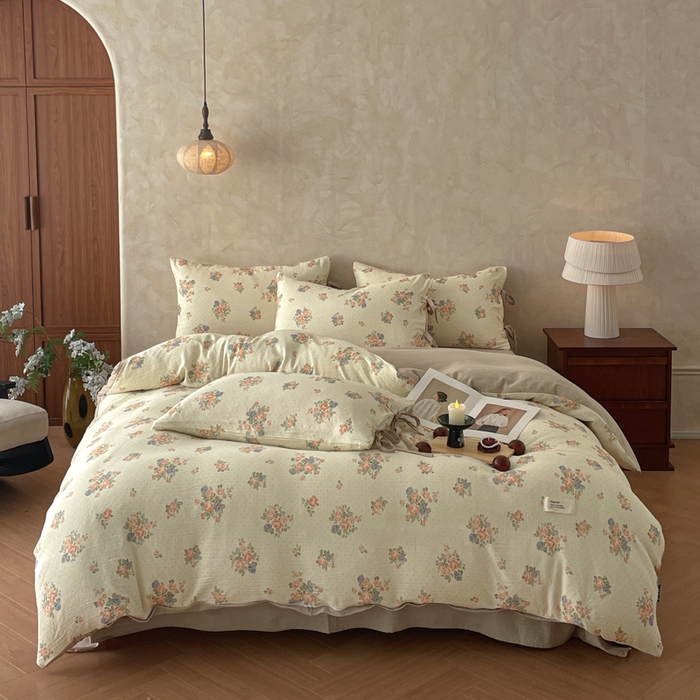 91家纺网 家纺一手货源 找家纺 禾时 2026新款棉麻印花工艺款四件套 拉迪