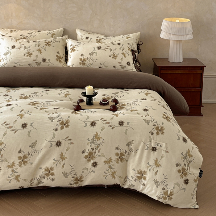 91家纺网 家纺一手货源 找家纺 禾时 2026新款棉麻印花工艺款四件套 布兰达