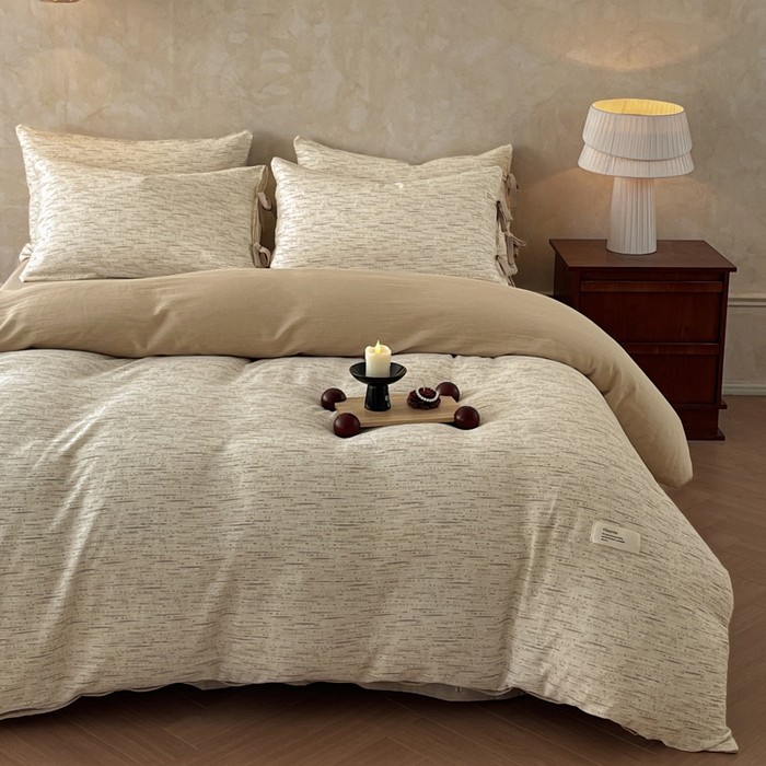 91家纺网 家纺一手货源 找家纺 禾时 2026新款棉麻印花工艺款四件套 汉尼