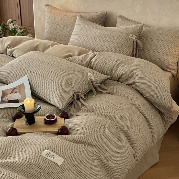 91家纺网 家纺一手货源 找家纺 禾时 2026新款棉麻印花工艺款四件套 菲丽斯