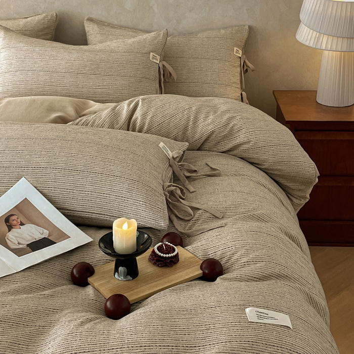 91家纺网 家纺一手货源 找家纺 禾时 2026新款棉麻印花工艺款四件套 菲丽斯