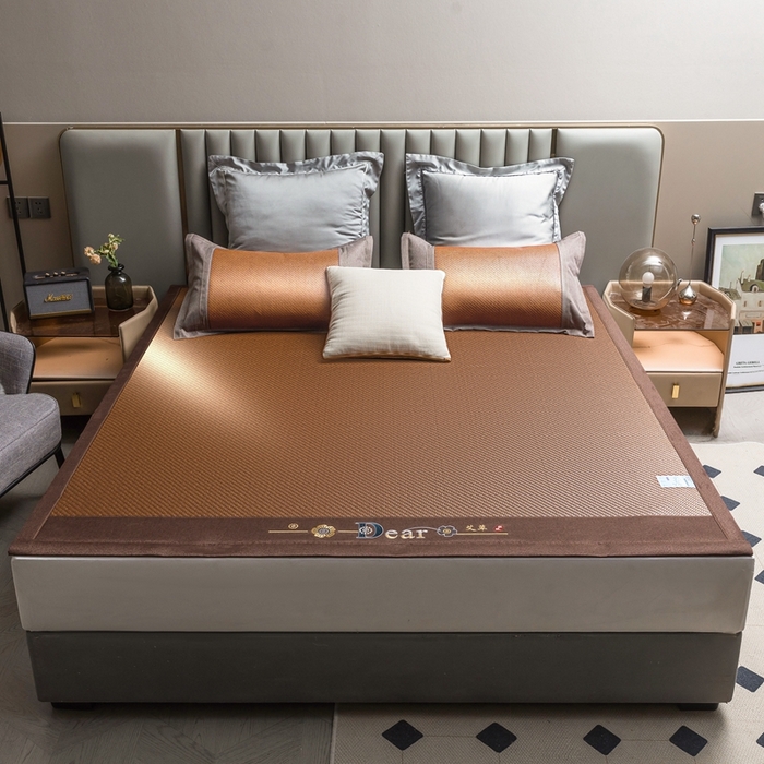 91家纺网 家纺一手货源 找家纺 苏迪网销供货 2026年新款高端PE藤席冰丝三明治凉席霸王藤席 高端PE藤-棕