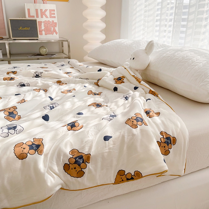 91家纺网 家纺一手货源 找家纺 （总）薇玛仕 2026新款A类牛奶丝针织棉印花大豆夏凉被空调被儿童被