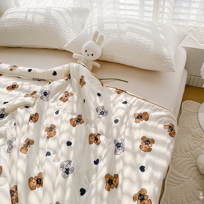 91家纺网 家纺一手货源 找家纺 （总）薇玛仕 2026新款A类牛奶丝针织棉印花大豆夏凉被空调被儿童被