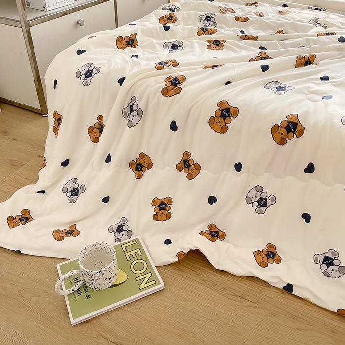 91家纺网 家纺一手货源 找家纺 （总）薇玛仕 2026新款A类牛奶丝针织棉印花大豆夏凉被空调被儿童被