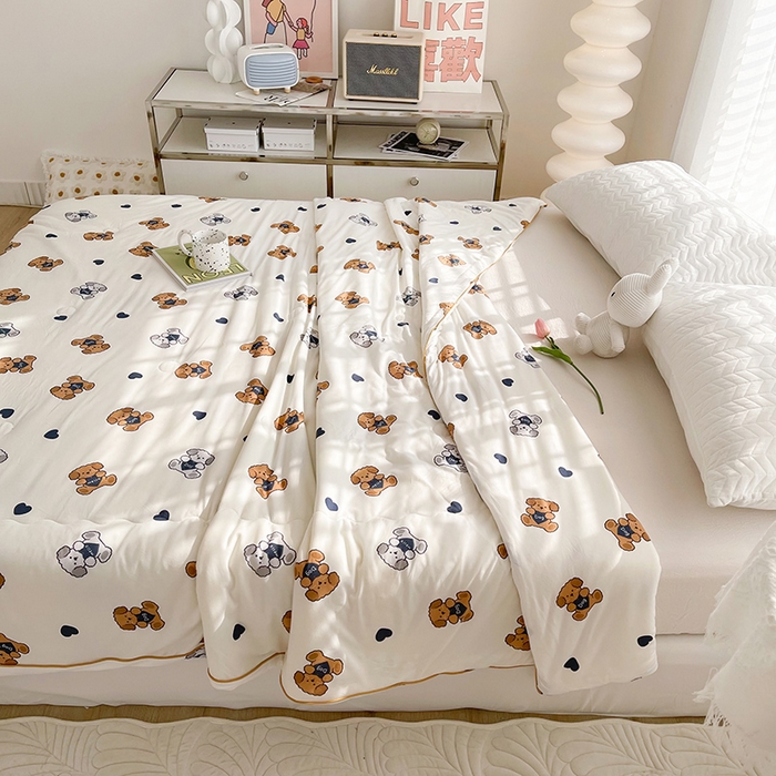 91家纺网 家纺一手货源 找家纺 （总）薇玛仕 2026新款A类牛奶丝针织棉印花大豆夏凉被空调被儿童被