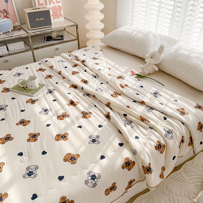 91家纺网 家纺一手货源 找家纺 （总）薇玛仕 2026新款A类牛奶丝针织棉印花大豆夏凉被空调被儿童被