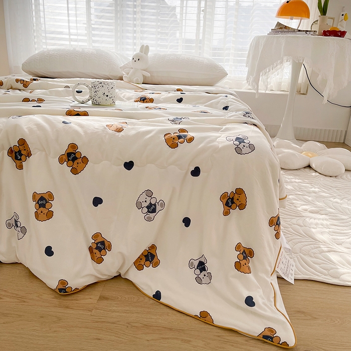 91家纺网 家纺一手货源 找家纺 （总）薇玛仕 2026新款A类牛奶丝针织棉印花大豆夏凉被空调被儿童被