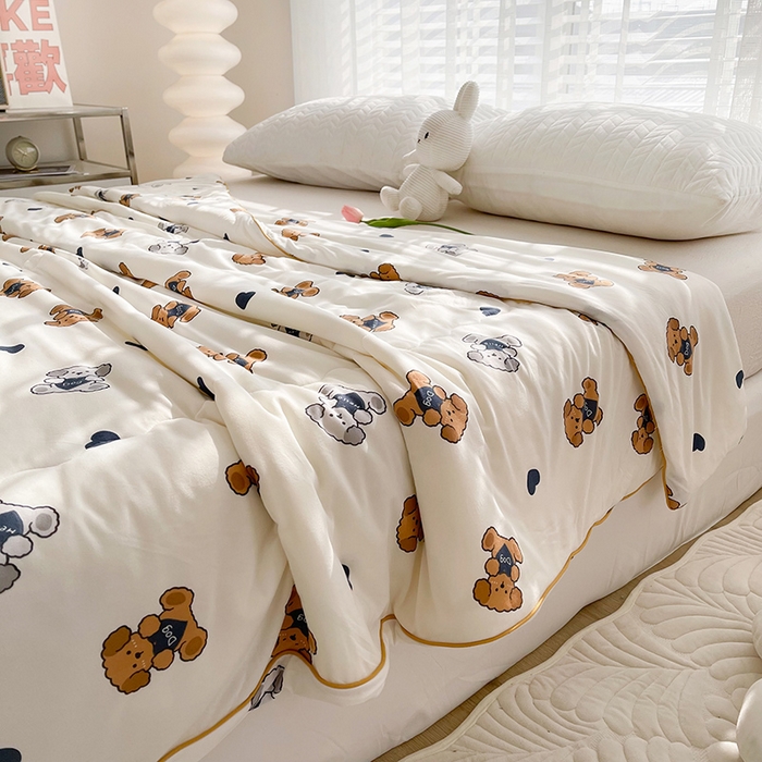 91家纺网 家纺一手货源 找家纺 （总）薇玛仕 2026新款A类牛奶丝针织棉印花大豆夏凉被空调被儿童被