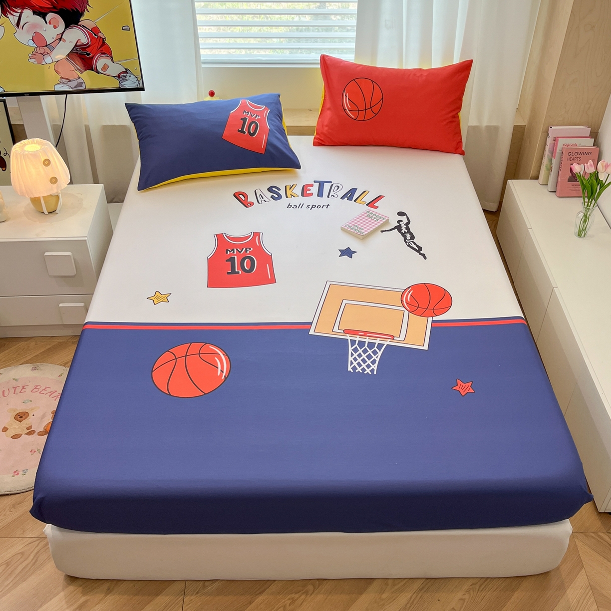 91家纺网 家纺一手货源 找家纺 （总）孩子王家纺 2026新款卡通全棉纯棉专版太空人印花单床笠床笠单件单品床笠