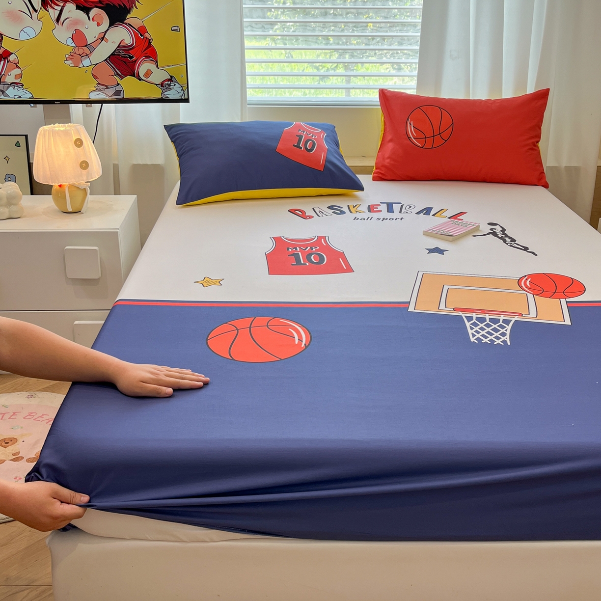 91家纺网 家纺一手货源 找家纺 （总）孩子王家纺 2026新款卡通全棉纯棉专版太空人印花单床笠床笠单件单品床笠