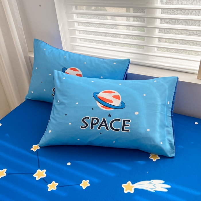 91家纺网 家纺一手货源 找家纺 孩子王家纺 2026新款卡通全棉纯棉专版太空人印花单床笠床笠单件单品床笠 太空旅行