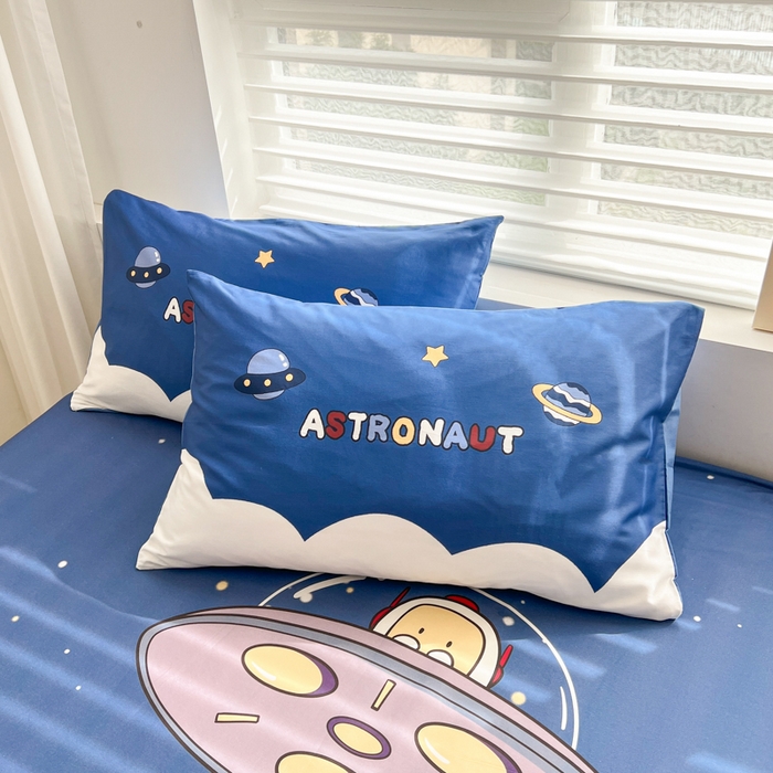 91家纺网 家纺一手货源 找家纺 孩子王家纺 2026新款卡通全棉纯棉专版太空人印花单床笠床笠单件单品床笠 银河漫游